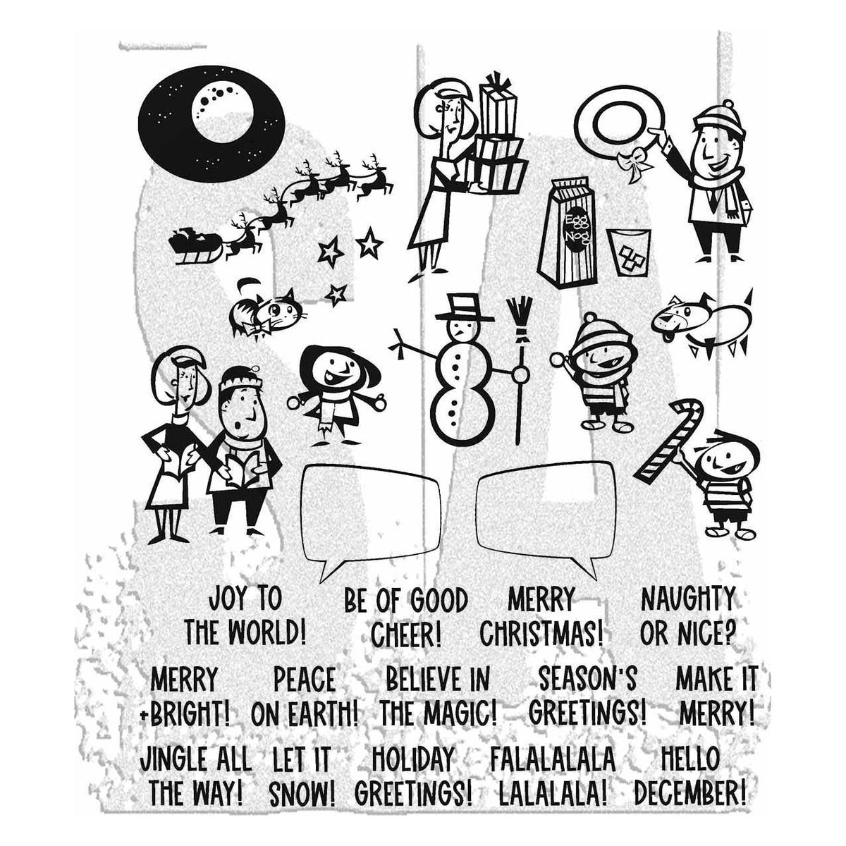 Tim Holtz Cling Rubber Stamps Christmas Cartoons cms473