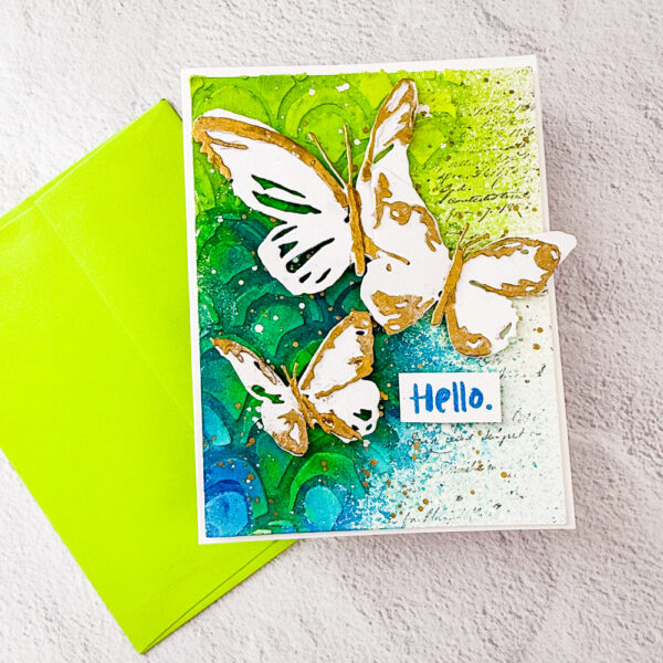Butterfly Hello card + envie - Image 1
